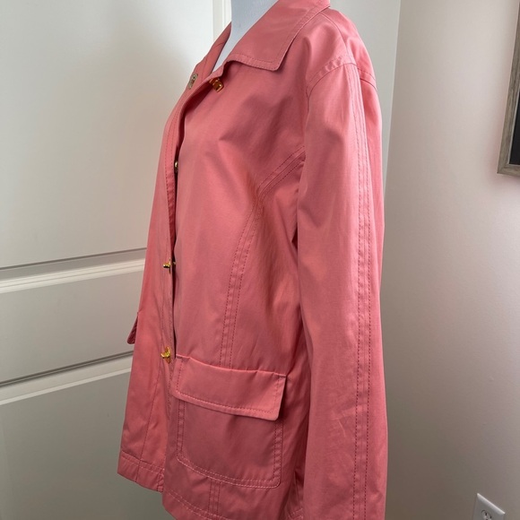Isaac Mizrahi lightweight Coral Trench Coat L - Picture 5 of 16